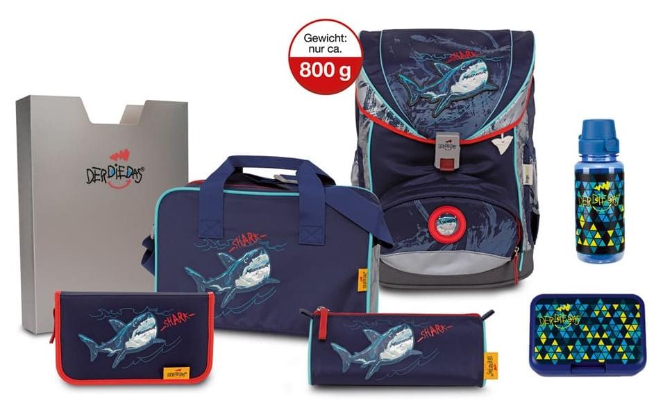 DerDieDas ErgoFlex Superflash Schulrucksack-Set 5tlg Blue Shark
