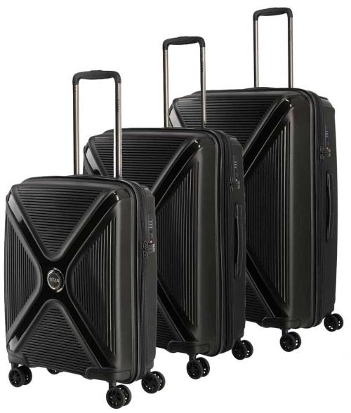Titan Paradoxx 4-Rollen Trolley-Set 3tlg S-M-L Black Uni - Koffer für Geschäftsreisen