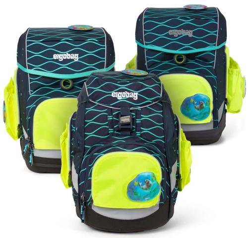 Ergobag Sicherheitsset mit Seitentaschen Gelb - Schulranzen mit Reflektorstreifen