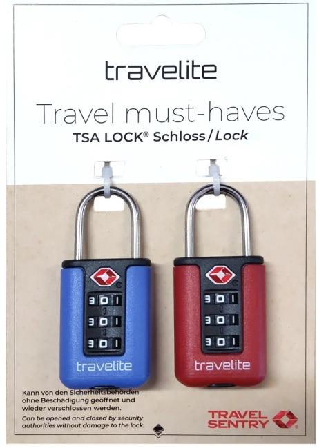 Travelite TSA Zahlen-Vorhängeschlösser Blau-Rot